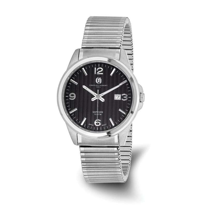 Charles Hubert Mens Titanium Black Dial Expansion Band Watch